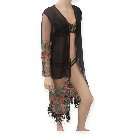 Open Embroidered Robe - Picture 3 of 10